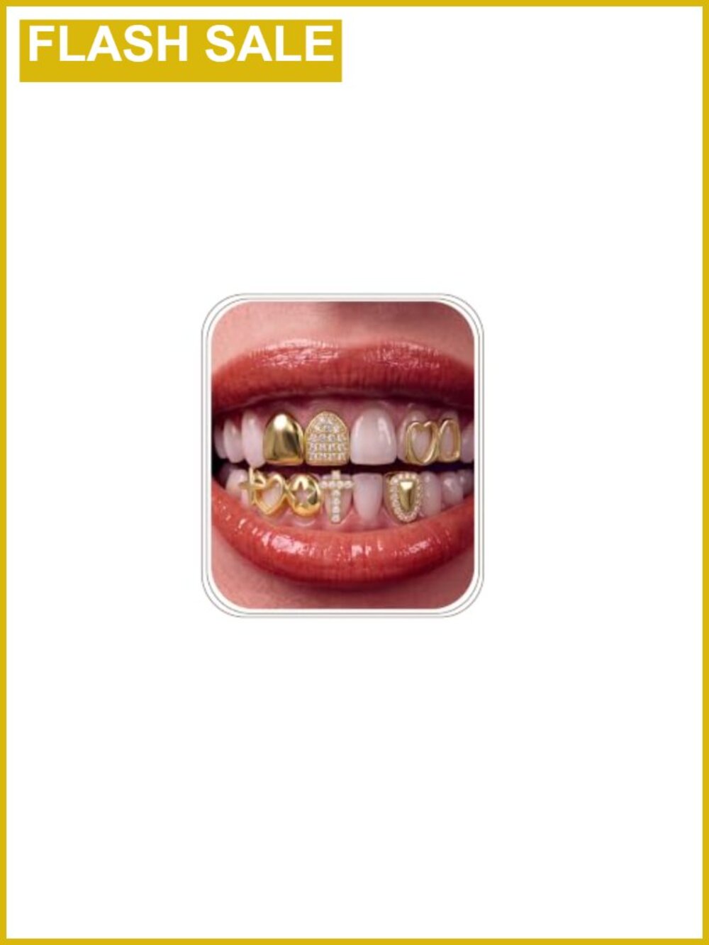 6Pc Gold Plated Dental Grills Set with CZ Iced Out Hip Hop Tooth Caps
